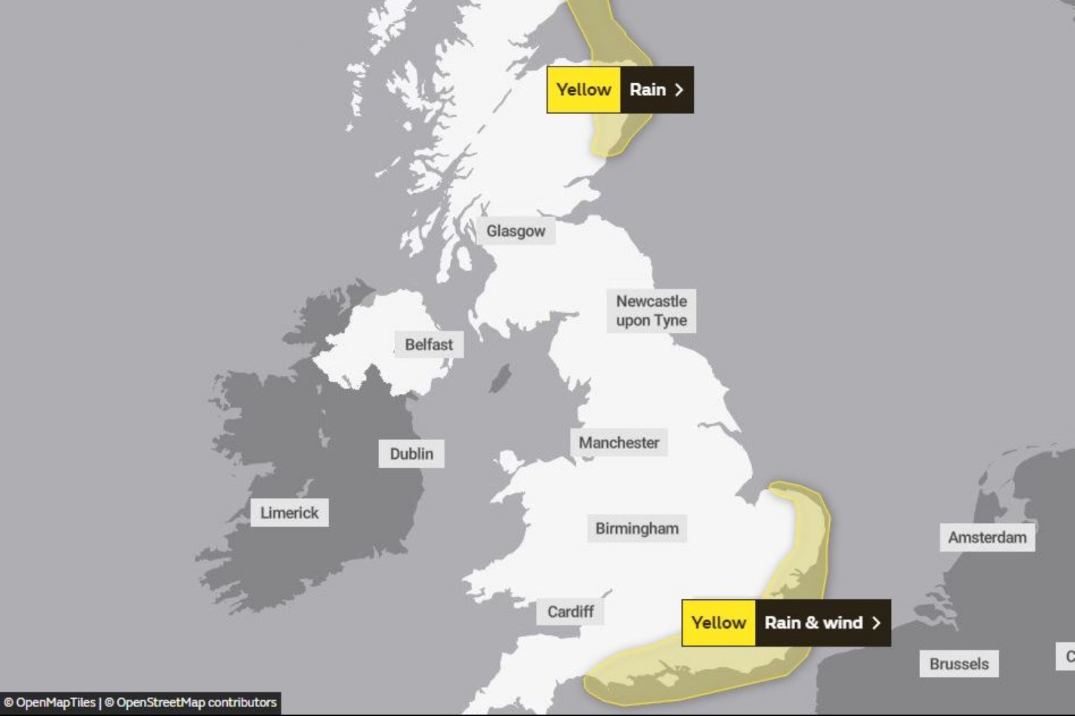 Wind and rain weather warning issued for parts of Scotland and England 